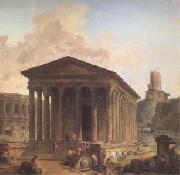 ROBERT, Hubert The Maison Carre at Nimes with the Amphitheater and the Magne Tower (mk05) France oil painting reproduction